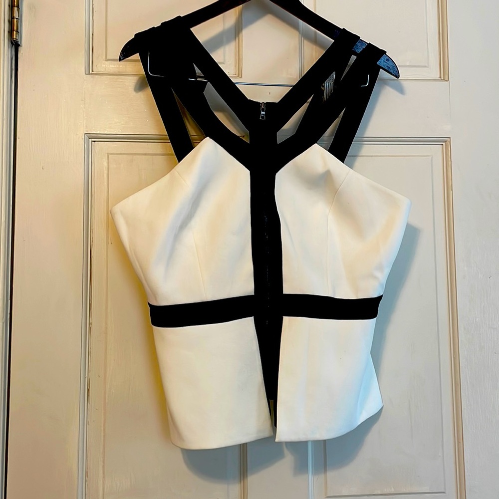 BGBG Maxazria , Jenson Sleeveless Colorblock Top, Off White size L